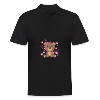 Ours animaux mignons pour enfants kawaii - Polo Homme - noir - Devant - Kai (181cm)
