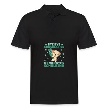 bye bye Kindergarten ich bin jetzt ein Schulkind - Männer Poloshirt - Schwarz - Vorne - Kai (181cm)
