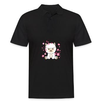 Alpaga animaux mignons pour enfants Kawaii - Polo Homme - noir - Devant - Kai (181cm)