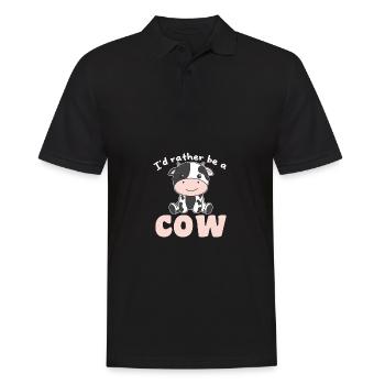 Ich wäre lieber eine Kuh - süße Kuh - Männer Poloshirt - Schwarz - Vorne - Kai (181cm)