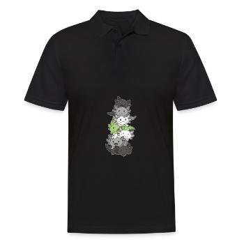 Agender Flag Pride LGBTQ Cute Axolotl Stack - Men's Polo Shirt - black - Front - Kai (181cm)