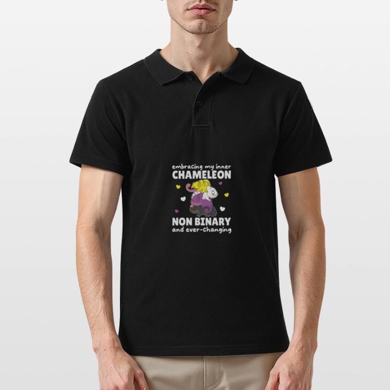 Nonbinary Chameleon Flag Pride LGBTQ Non Binary Men's Polo Shirt