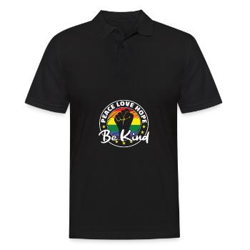 Pride Regenbogen Flag Pride LGBTQ Peace love hope - Männer Poloshirt - Schwarz - Vorne - Kai (181cm)