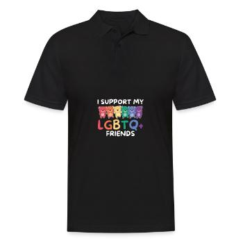 Drapeau arc-en-ciel Gay Pride LGBTQ Ours - Polo Homme - noir - Devant - Kai (181cm)