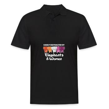 Lesbian Flag Pride LGBTQ Cute Elephant - Men's Polo Shirt - black - Front - Kai (181cm)