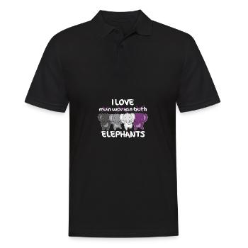Asexual Flag Pride LGBTQ Cute Elephant - Men's Polo Shirt - black - Front - Kai (181cm)