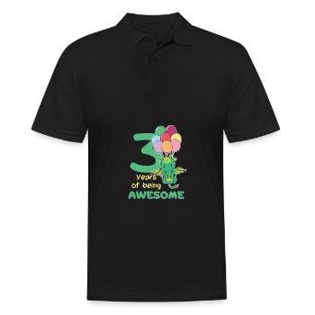 Drache zum 3. Geburtstag Kinder drei Jahre alt - Männer Poloshirt - Schwarz - Vorne - Kai (181cm)