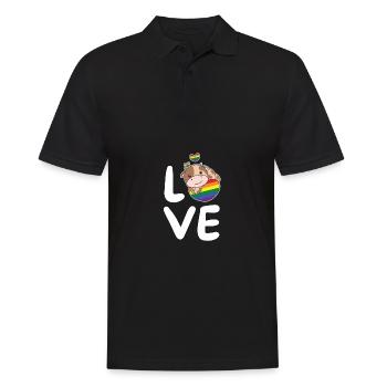 Regenbogen Flag Pride LGBTQ süßer Kuh Love - Männer Poloshirt - Schwarz - Vorne - Kai (181cm)