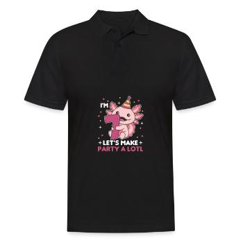 7th Birthday Axolotl Seven Year Old Cute Axolotls - Men's Polo Shirt - black - Front - Kai (181cm)