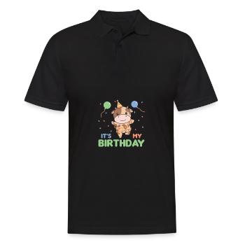 Vache pour anniversaire pour les enfants c’est mon anniversaire - Polo Homme - noir - Devant - Kai (181cm)