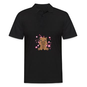 Capybara animaux mignons pour enfants kawaii - Polo Homme - noir - Devant - Kai (181cm)