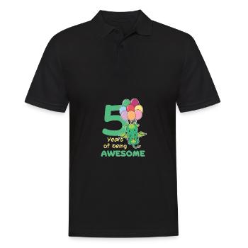 Drache zum 5. Geburtstag Kinder fünf Jahre alt - Männer Poloshirt - Schwarz - Vorne - Kai (181cm)