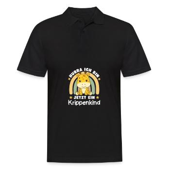 Hurra Ich Bin Jetzt Ein Krippenkind - Männer Poloshirt - Schwarz - Vorne - Kai (181cm)