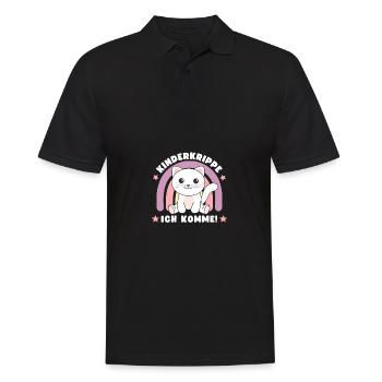 Kinderkrippe Ich Komme! Katze - Männer Poloshirt - Schwarz - Vorne - Kai (181cm)