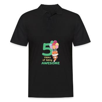 Fuchs zum 5. Geburtstag Kinder fünf Jahre alt - Männer Poloshirt - Schwarz - Vorne - Kai (181cm)