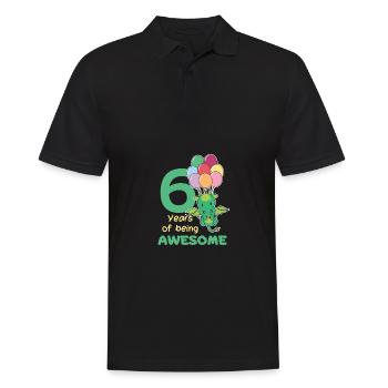 Drache zum 6. Geburtstag Kinder sechs Jahre alt - Männer Poloshirt - Schwarz - Vorne - Kai (181cm)