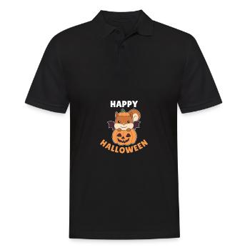 Squirrel Happy Halloween Pumpkin Bat - Men's Polo Shirt - black - Front - Kai (181cm)