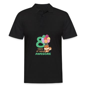 Eichhörnchen zum 8. Geburtstag Kinder acht Jahre - Männer Poloshirt - Schwarz - Vorne - Kai (181cm)