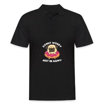 Süßer Mops lustige Tiere in Donut pink - Männer Poloshirt - Schwarz - Vorne - Kai (181cm)
