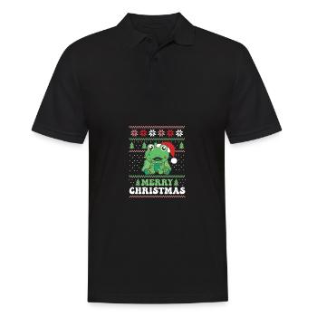 Joyeux Noël rétro moche grenouille de Noël - Polo Homme - noir - Devant - Kai (181cm)