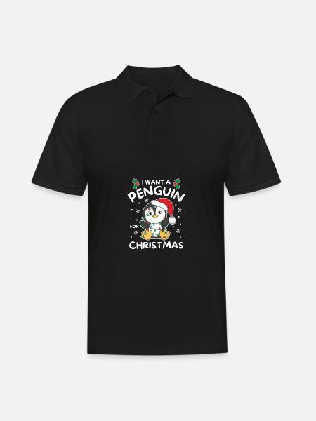 Ich will ein Pinguin zu Weihnachten süße Pinguine - Männer Poloshirt - Schwarz