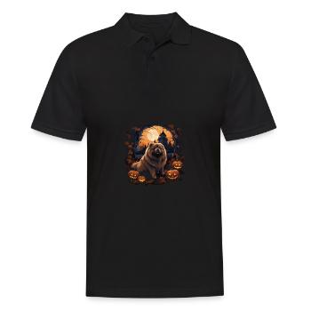 Halloween Hexenhut Kürbis Hund Chow Chow - Männer Poloshirt - Schwarz - Vorne - Kai (181cm)
