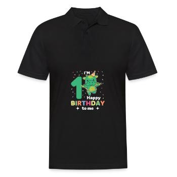 Drache zum 1. Geburtstag für Kinder ein Jahr alt - Männer Poloshirt - Schwarz - Vorne - Kai (181cm)