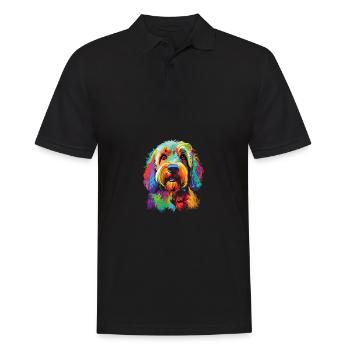 Watercolor Colorful Otterhound - Men's Polo Shirt - black - Front - Kai (181cm)