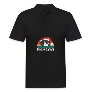 Joyeux Catmas Jeu de mots de Noël chat drôle - Polo Homme - noir - Devant - Kai (181cm)