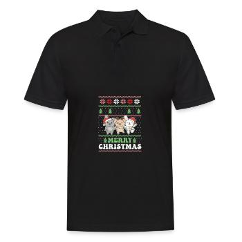 Joyeux Noël rétro lapin de Noël laid - Polo Homme - noir - Devant - Kai (181cm)