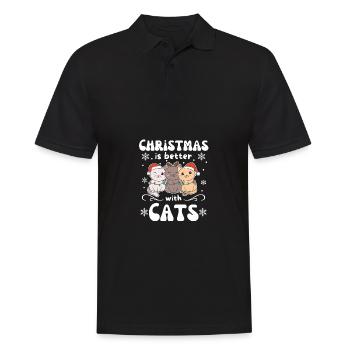 Noël, c’est mieux avec les chats - Polo Homme - noir - Devant - Kai (181cm)