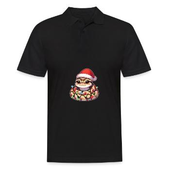 Père Noël chapeau Noël guirlandes lumineuses Python - Polo Homme - noir - Devant - Kai (181cm)
