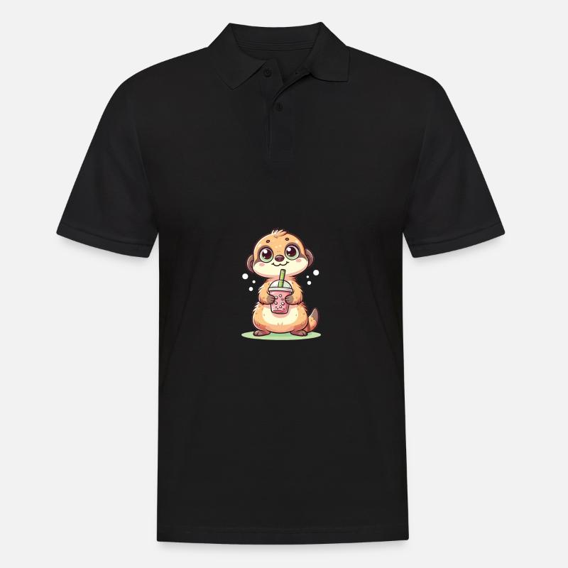 Kawaii Erdmännchen Bubble Tea Boba Erdmännchen - Männer Poloshirt - Schwarz