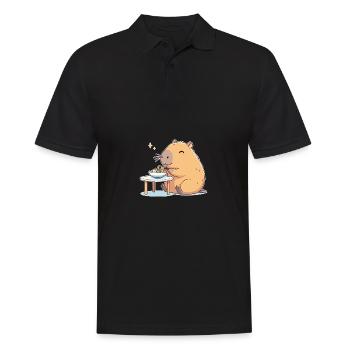 süße Capybara isst Ramen Nudeln Capybaras Ramen - Männer Poloshirt - Schwarz - Vorne - Kai (181cm)