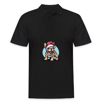 Guirlandes lumineuses de Noël bouledogue Français - Polo Homme - noir - Devant - Kai (181cm)