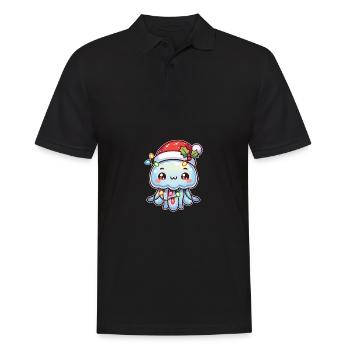 Père Noël chapeau Noël fée lumières méduses - Polo Homme - noir - Devant - Kai (181cm)