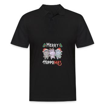 Joyeux Noël hippopotame de jeu de mots d’Hippoma - Polo Homme - noir - Devant - Kai (181cm)