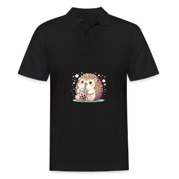Kawaii Igel Bubble Tea Boba Igel - Männer Poloshirt - Schwarz - Vorne - Kai (181cm)