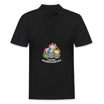 Frohe Weihnachten Axolotl Heiligabend Axolotls - Männer Poloshirt - Schwarz - Vorne - Kai (181cm)