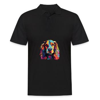 Wasserfarben Farbenfroher Cocker Spaniel - Männer Poloshirt - Schwarz - Vorne - Kai (181cm)