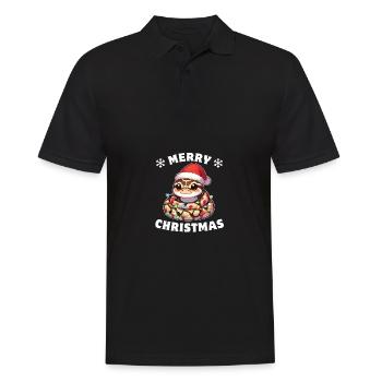 Père Noël chapeau Noël guirlandes lumineuses Python - Polo Homme - noir - Devant - Kai (181cm)