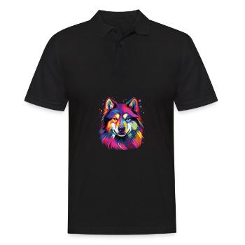 Aquarelle colorée Malamute d’Alaska - Polo Homme - noir - Devant - Kai (181cm)