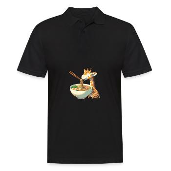 süße Giraffe isst Ramen Nudeln Giraffen Ramen - Männer Poloshirt - Schwarz - Vorne - Kai (181cm)