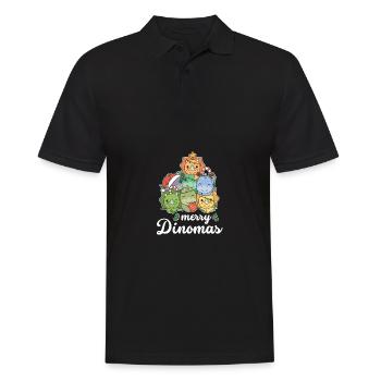 Merry Dinomas Wortspiel Dino Weihnachten - Männer Poloshirt - Schwarz - Vorne - Kai (181cm)