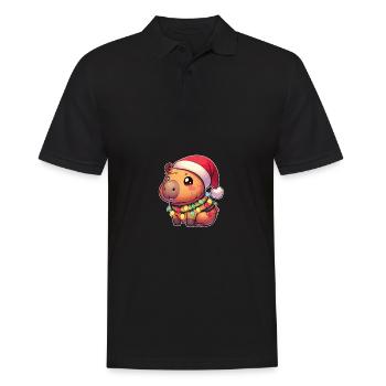 Père Noël chapeau Noël guirlandes lumineuses Capybara - Polo Homme - noir - Devant - Kai (181cm)