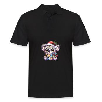 Père Noël chapeau Noël guirlandes lumineuses Koala - Polo Homme - noir - Devant - Kai (181cm)