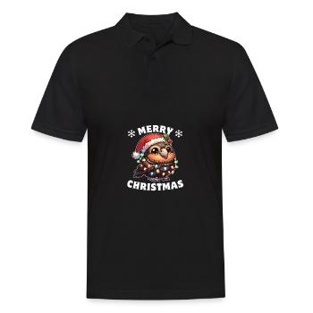 Weihnachtsmütze Weihnachten Lichterkette Kakapo - Männer Poloshirt - Schwarz - Vorne - Kai (181cm)