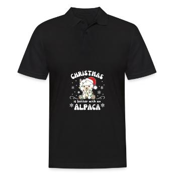 Christmas is better with an alpaca - Men's Polo Shirt - black - Front - Kai (181cm)