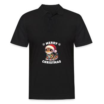 Noël guirlandes lumineuses léopard Gecko - Polo Homme - noir - Devant - Kai (181cm)