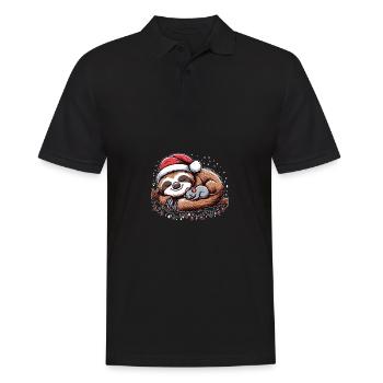 Père Noël chapeau Noël paresseux souris - Polo Homme - noir - Devant - Kai (181cm)